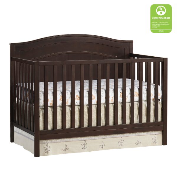 Oxford Baby North Bay 4-in-1 Convertible Crib, Espresso Brown, GREENGUARD Gold Certified, Wooden Crib