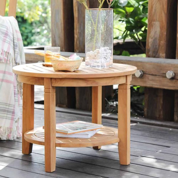 Casual Heaton Teak Side Table with Shelf