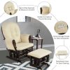 Glider and Ottoman Cushion Set Wood Baby Nursery Rocking Chair Beige - Image 5