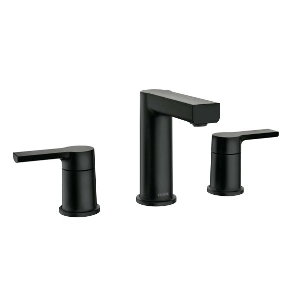 Rinza Matte Black Widespread 2-handle WaterSense Bathroom Sink Faucet with Drain