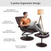 Recliner Chair Swivel PU Leather Lounge Accent Armchair w/ Ottoman Brown - Image 7