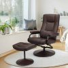 Recliner Chair Swivel PU Leather Lounge Accent Armchair w/ Ottoman Brown - Image 4