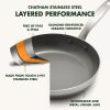 Chatham Tri-Ply Stainless Steel Healthy Ceramic Nonstick 12 Piece Cookware Pots and Pans Set, Silver - Image 7