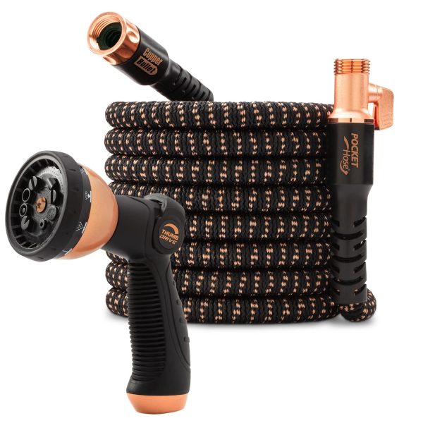 Pocket Hose Copper Bullet With Thumb Spray Nozzle AS-SEEN-ON-TV Expands to 75 ft