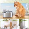 Cat Water Fountain Stainless Steel, Wireless Battery Operated Cat Fountain for Cats & Dogs Inside, Pet Water Fountain with Quiet Pump, Water Level Window, Multi-Filtration, 108oz/3.2L - Image 4