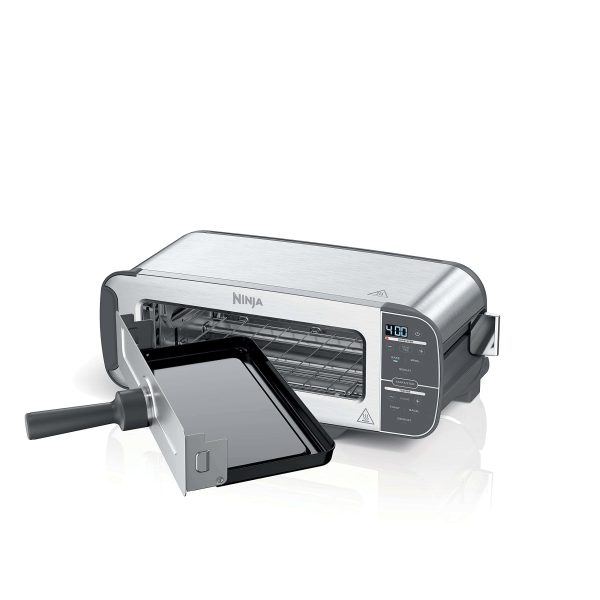 ST101 Foodi 2-in-1 Flip Toaster, 2-Slice Capacity, Compact Toaster Oven, 1500 Watts, Stainless Steel