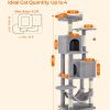 Cat Tree, 61-Inch Cat Tower for Indoor Cats, Plush Multi-Level Cat Condo with 5 Scratching Posts, 2 Perches, 2 Caves, Hammock, 2 Pompoms, Light Gray UPCT192W01 - Image 3