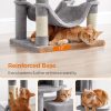 Cat Tree, 61-Inch Cat Tower for Indoor Cats, Plush Multi-Level Cat Condo with 5 Scratching Posts, 2 Perches, 2 Caves, Hammock, 2 Pompoms, Light Gray UPCT192W01 - Image 4