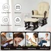 Glider and Ottoman Cushion Set Wood Baby Nursery Rocking Chair Beige - Image 10