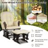 Glider and Ottoman Cushion Set Wood Baby Nursery Rocking Chair Beige - Image 9