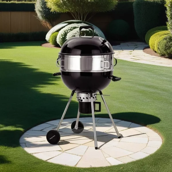 Captiva Designs E02GR013 22  Kettle Charcoal Grill with Pizza Ring and Pizza Stone   Black