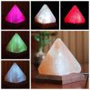 Pyramid Shaped Himalayan Salt Lamp With Wooden Base - Image 3