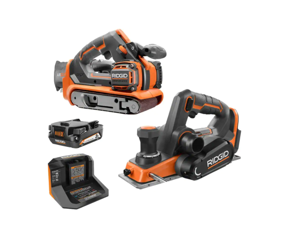 R86065KSBN-R8481B 18V Brushless Cordless 3 in. x 18 in. Belt Sander Kit w/ 2.0 Ah Battery   Charger w/ 3-1/4 in. Hand Planer with Dust Bag
