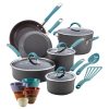 Ray Cucina Hard-Anodized Nonstick Cookware and Prep Bowl Set, 18-Piece   Gray/Blue - Image 2