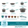 Ray Cucina Hard-Anodized Nonstick Cookware and Prep Bowl Set, 18-Piece   Gray/Blue - Image 9
