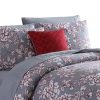 Benjara  Tyler 8- Piece Gray Floral Print Microfiber Queen Bed Comforter Set - Image 2