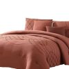 Benjara  Alice 5-Piece Red Stitched Microfiber Queen Comforter Set - Image 4