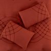 Benjara  Alice 5-Piece Red Stitched Microfiber Queen Comforter Set - Image 3