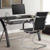 Set of 2 Black Faux Leather Seating Office Guest Chairs Waiting Room Chairs - Image 2