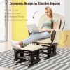 Glider and Ottoman Cushion Set Wood Baby Nursery Rocking Chair Beige - Image 2