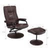 Recliner Chair Swivel PU Leather Lounge Accent Armchair w/ Ottoman Brown - Image 2