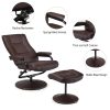 Recliner Chair Swivel PU Leather Lounge Accent Armchair w/ Ottoman Brown - Image 10