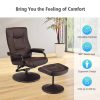 Recliner Chair Swivel PU Leather Lounge Accent Armchair w/ Ottoman Brown - Image 5