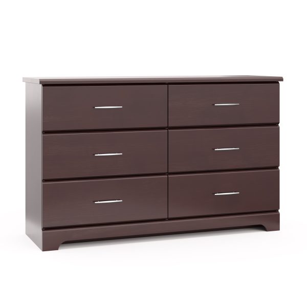 Brookside 6 Drawer Modern Double Dresser Espresso