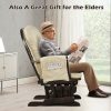 Glider and Ottoman Cushion Set Wood Baby Nursery Rocking Chair Beige - Image 6
