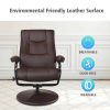 Recliner Chair Swivel PU Leather Lounge Accent Armchair w/ Ottoman Brown - Image 8