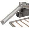Bright Designs  Gray Twin Over Twin Wood House Bunk Bed with 2-Drawers, Stairs and Slide - Image 4