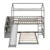 Bright Designs  Gray Twin Over Twin Wood House Bunk Bed with 2-Drawers, Stairs and Slide - Image 8