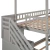 Bright Designs  Gray Twin Over Twin Wood House Bunk Bed with 2-Drawers, Stairs and Slide - Image 11