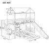 Bright Designs  Gray Twin Over Twin Wood House Bunk Bed with 2-Drawers, Stairs and Slide - Image 2