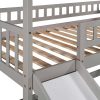 Bright Designs  Gray Twin Over Twin Wood House Bunk Bed with 2-Drawers, Stairs and Slide - Image 10