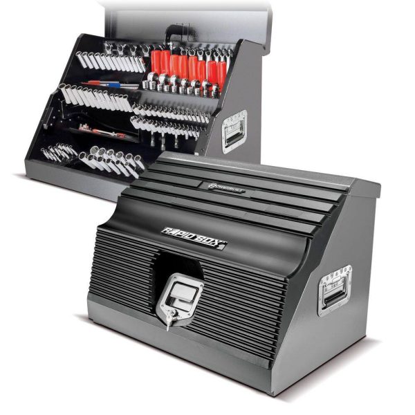 Powerbuilt 240111 26 in. Rapid Box Portable Slant Front Tool Box   Gray