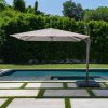 Bay 10 ft. Commercial Aluminum Cantilever Square Offset Patio Umbrella in Cafe Tan with Base Included - Image 9