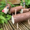 Set of 3 Wooden Christmas Reindeer Logs Garden Ornament Festive Figures Free Standing Home Decor Xmas DIY - Image 2