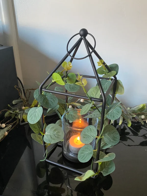Christmas Candle Lantern Artificial Eucalyptus Foliage Ornament Home Decor Decorative Decoration Gift Housewarming Valentines