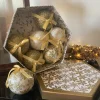 Christmas Tree Bauble Set Boxed Vintage Design Home Decoration 7pc Stag/Nativity Scene/Santa & Snowflake - Image 3