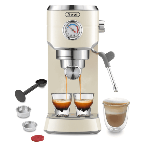 Gevi Espresso Machine 20 Bar, Professional Espresso Maker with Milk Frother Steam Wand, Compact Semi-Automatic Espresso Machines