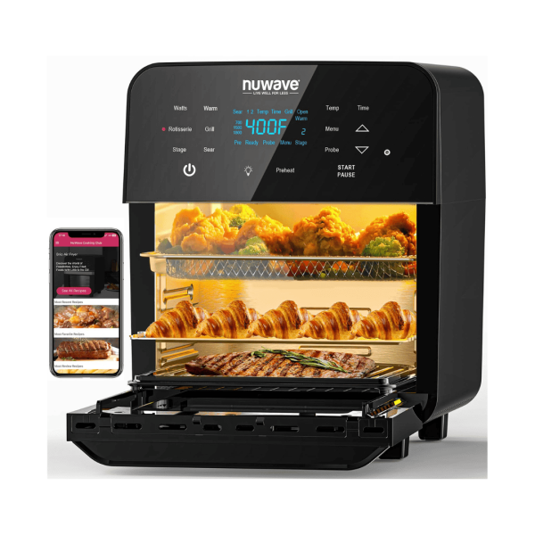 Brio 15.5Qt Air Fryer Rotisserie Oven, X-Large Family Size, Powerful 1800W, 4 Rack Positions
