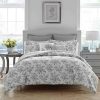 Laura Ashley  Annalise 3-Piece Gray Floral Cotton King Comforter Set - Image 3
