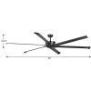 Progress Lighting Huff Collection Indoor/Outdoor 96 in. Six-Blade Black Modern Ceiling Fan with Six-Speed Remote - Image 4