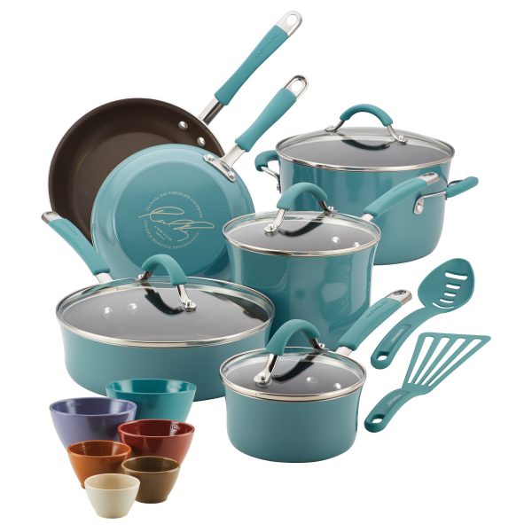 Ray Cucina Nonstick Cookware and Prep Bowl Set, 18-Piece