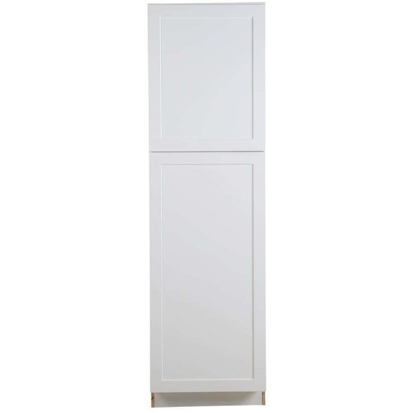 Bay  White Shaker Assembled Pantry Cabinet with Adjustable Shelves   Soft Close Doors (24 in. W x 24.5 in. D)