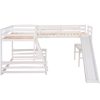 Bright Designs  L-Shaped White Twin Over Full Triple Bunk Bed with Ladder, Slide and Desk - Image 6