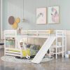 Bright Designs  L-Shaped White Twin Over Full Triple Bunk Bed with Ladder, Slide and Desk - Image 10