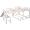 Bright Designs  L-Shaped White Twin Over Full Triple Bunk Bed with Ladder, Slide and Desk - Image 7