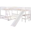 Bright Designs  L-Shaped White Twin Over Full Triple Bunk Bed with Ladder, Slide and Desk - Image 5